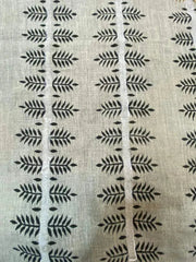 Linen Fabric Indian Linen Fabric Black With White Line colour, Block Printing Fabric Designer Floral Printing on Fabric, home decor Fabric - Rohiyaan